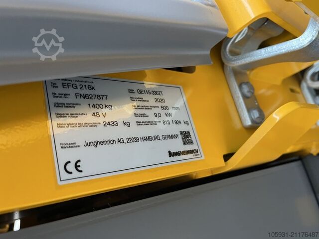 Elektrisk 3 -hjulet gaffeltruck Jungheinrich EFG216k