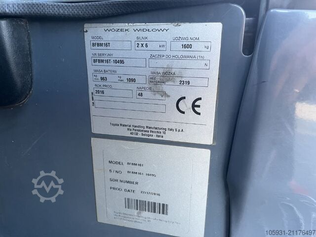 Elektrisk 4 -hjulet gaffeltruck Toyota 8FBM16T