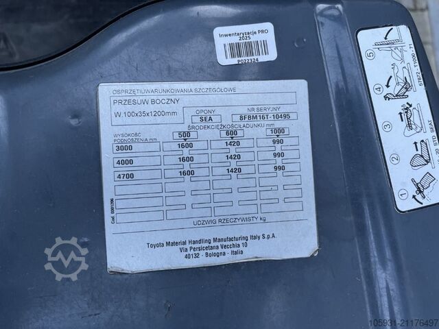 Elektrisk 4 -hjulet gaffeltruck Toyota 8FBM16T