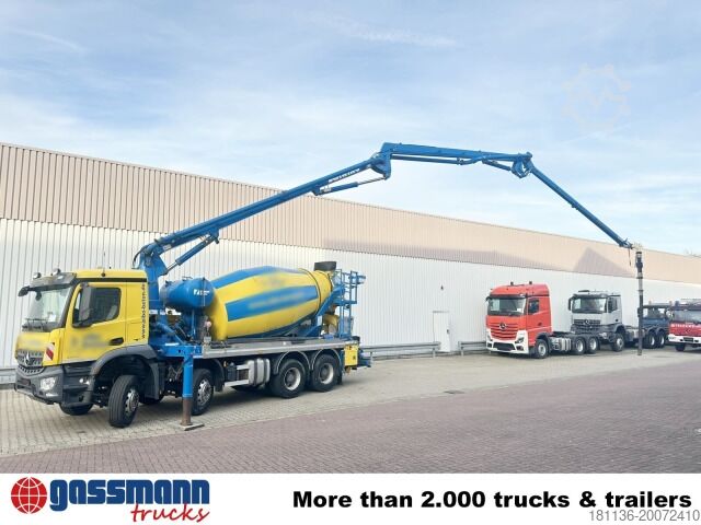 Stație mobilă de amestec beton Mercedes-Benz Arocs 3246 B 8x4 Stetter Mischer 7m³, Pumpe 25m