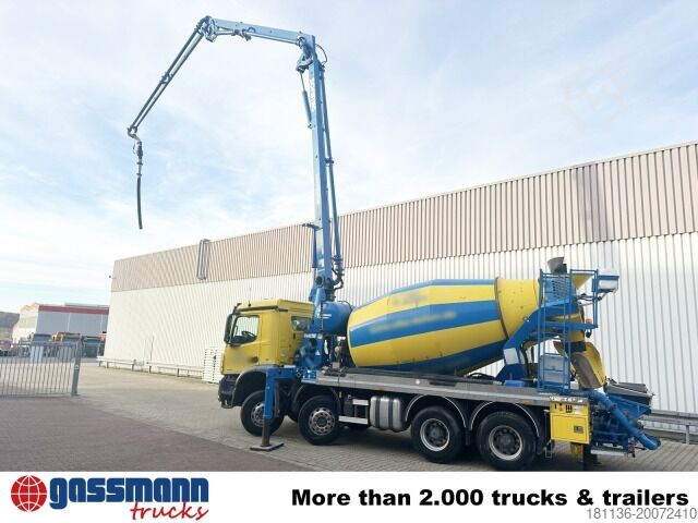 Stație mobilă de amestec beton Mercedes-Benz Arocs 3246 B 8x4 Stetter Mischer 7m³, Pumpe 25m