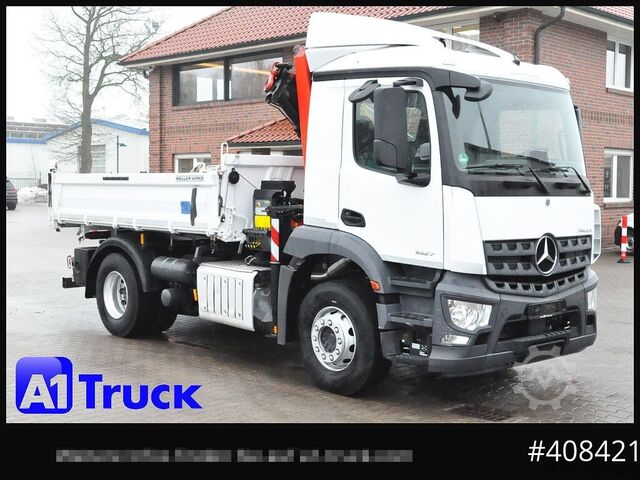 Three-sided tipper truck MERCEDES-BENZ Arocs 1827, Kipper + Kran,Palfinger, Funk,