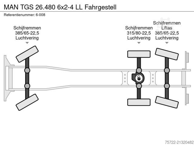 Chassi med hytt MAN TGS 26.480 6x2-4 LL Fahrgestell