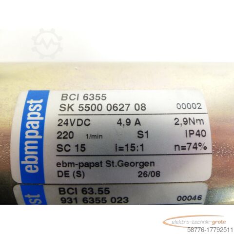 Ebmpapst-motor ebmpapst Ebmpapst BCI 63.55 SK 550 VDC 00002 + BCI63.55 9316355023 VDC 00046