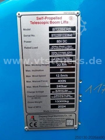 Werkplatform  Dingli BT22BERT 22,5m Teleskopbühne 2x vorh.
