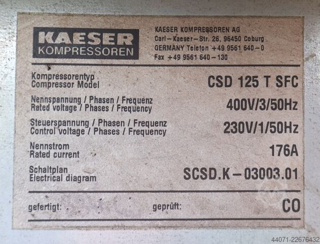 Skruvkompressor CSD125TSFC Kaeser CSD125TSFC
