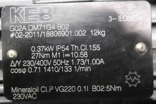 Tandwielmotor 0,37 kW 133 tpm KEB G032ADM71G4B02