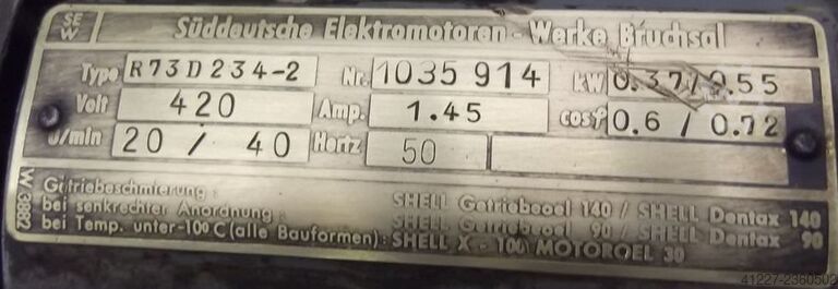 Tandwielmotor 0,37/0,55 kW 20/40 tpm SEW-EURODRIVE R73D234-2