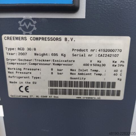 Sprężarka śrubowa Creemers RCD30/8