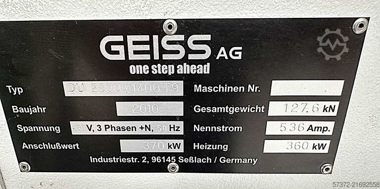 Vakuum termoformemaskine Geiss DU 2500x1400 T9