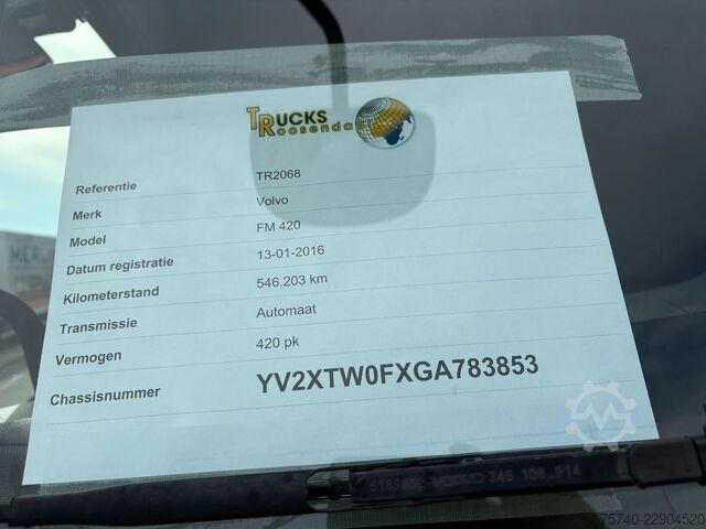 Kraanwagen Volvo FM 420 + HMF 1643 Z2---2X EXT. + REMOTE + TIPPE...