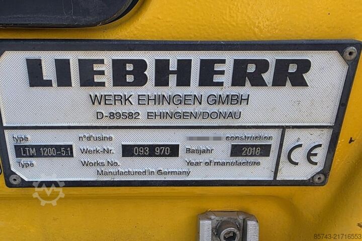 Terrængående kran Liebherr LTM1200-5.1 Dutch Registration, 10x8x10 Drive, 200