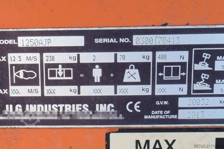 Αρθρωτή τηλεσκοπική πλατφόρμα εργασίας JLG 1250AJP Diesel, 4x4x4 Drive, 40.1m Working Height,