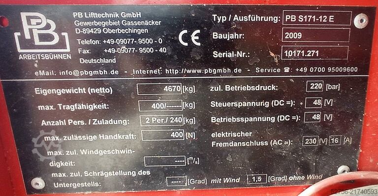 Scherenhebebühne PB PB S171-12E