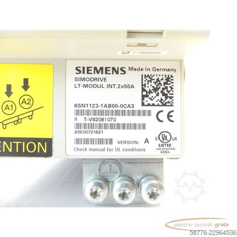 Komponent Siemens 6SN1123-1AB00-0CA3 SN: T-V92081070 generalüberh. + 3 Mon. Gewhährl.
