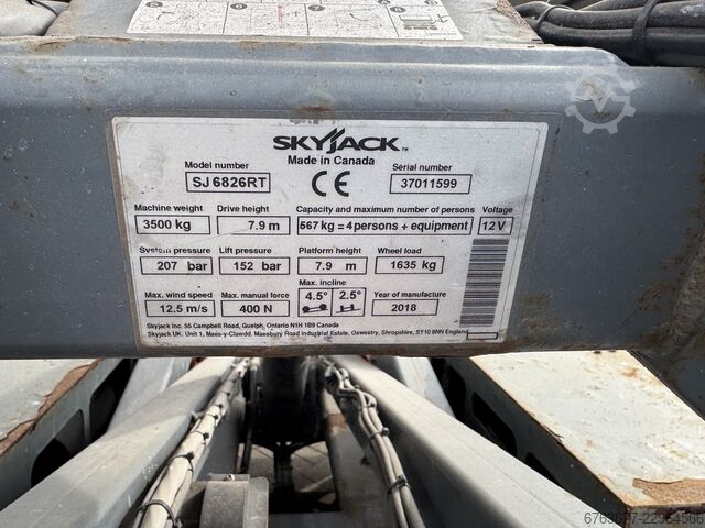 Skyjack SJ 6826RT Plataforma de tijera 10 m / Scissor / Plataforma de trabajo 2018 4x4 Kubota Diesel SKYJACK SJ 6826RT Schaarhoogwerker 10 M / Scissor / Arbeit