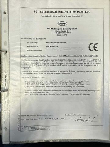 Báscula de llenado automática OPTIMA GmbH DF4-1