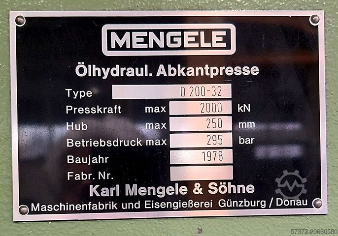 Hydraulische afkantpers Mengele D 200-32