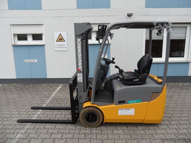 Elektrisk 3 -hjulet gaffeltruck Jungheinrich EFG 115 - unter 2 Meter - NEUE Batterie
