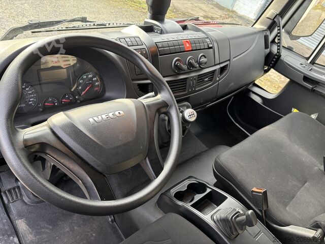 Truck with flatbed, tarpaulin cover, and tail lift Iveco Eurocargo 75-160 Pritsche Plane LBW