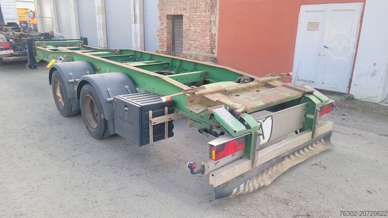 Roll-off trailer Hüffermann HTS 18.77 Tandem Abrollanhänger Scheiben