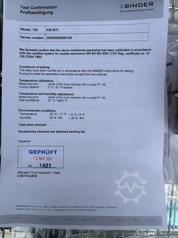 Inkubátor s chlazením Binder KB 720 Binder KB 720 E7