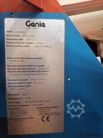 Plataforma de trabalho telescópica articulada Genie Z-30/20N RJ