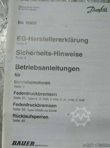 Aandrijfmotor 1,1 kW 54 omw/min BAUER BG40-37