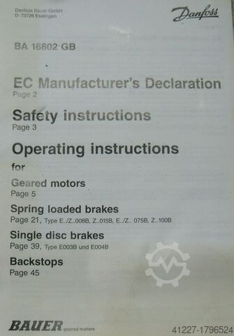 Aandrijfmotor 1,1 kW 54 omw/min BAUER BG40-37
