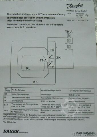 Aandrijfmotor 1,1 kW 54 omw/min BAUER BG40-37