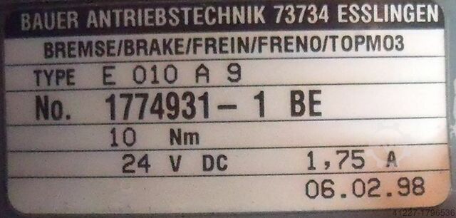 Motorreductor 0,75 kW 28,5 rpm BAUER KG13-31/D84