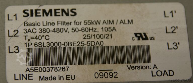 Hálózati fojtó Siemens 6SL3000-0BE25-5DA0