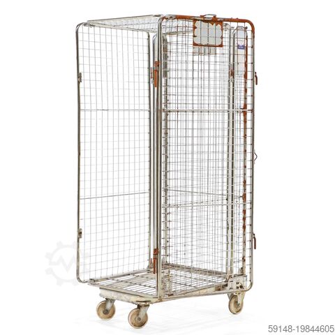 Gebruikte Anti-diefstal rolcontainer a-frame nestbaar L:860,B:740,H:1900mm grijs. 825ltr Kruizinga 98-6480GB