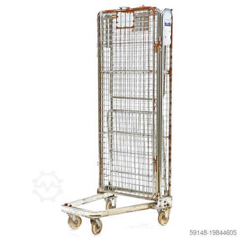 Gebruikte Anti-diefstal rolcontainer a-frame nestbaar L:860,B:740,H:1900mm grijs. 825ltr Kruizinga 98-6480GB