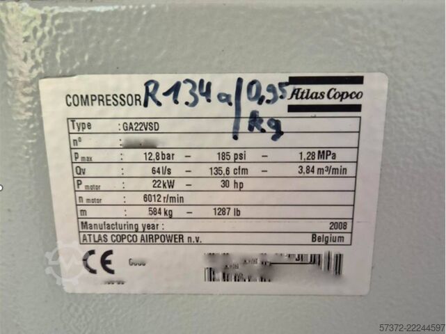 Compresor cu şurub Atlas Copco GA22VSD FF