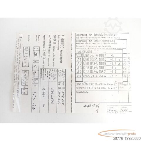 Componenta Siemens 6RA2617-6MV30-1A Komplettgerät SN:858149 - ! -