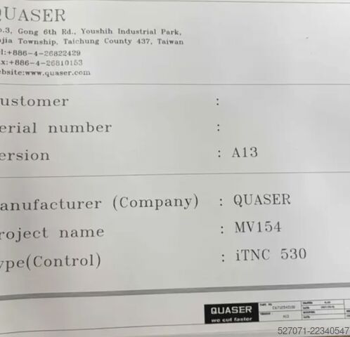 3-akset CNC bearbejdningscenter Quaser MV-154PL QUASER MV-154PL