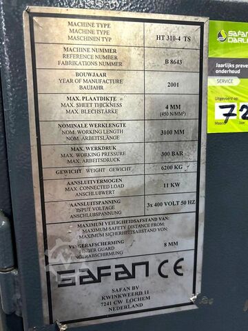 Hydraulische Guillotineschaar Safan HT 310-4 TS