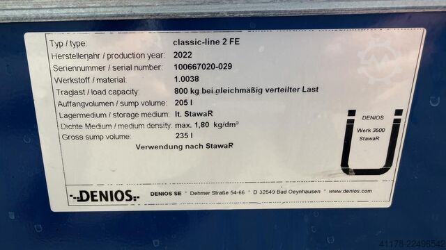 Denios 205 literes felfogó tálca, rácsrostéllyal Denios Classic Line 2 FE, 205 Liter