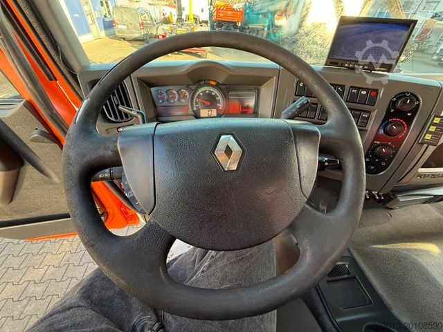 Flatbed truck RENAULT Premium Lander Pritsche mit Kran FASSI