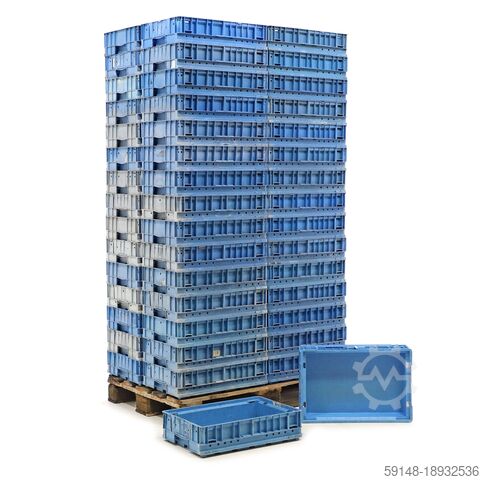 Gebruikte Euronorm stapelbakken KLT alle wanden gesloten - L:590 x B:395 x H:145mm - Kruizinga 98-5376GB-PAL