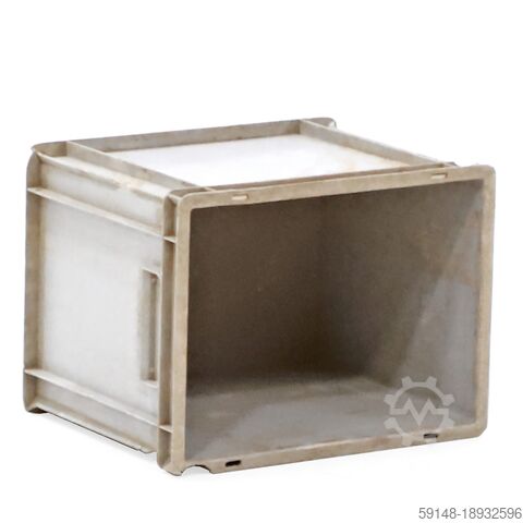 Gebruikte Euronorm stapelbakken stapelbaar L:400,B:300,H:320mm grijs. 27ltr Kruizinga 98-6512GB-PAL