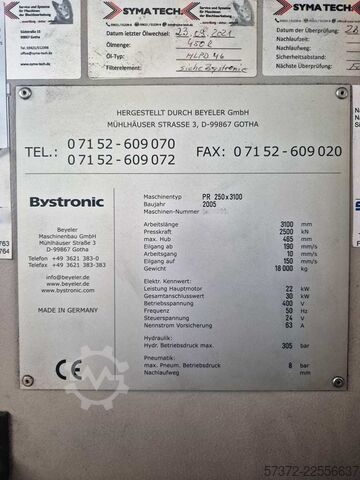 CNC-bøjningspresse Bystronic Beyeler PR 250 x 3100