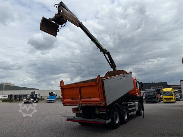 Camião basculante com grua MAN TGS 26.400 6x6 Kipper / Z kraan  Euro 6