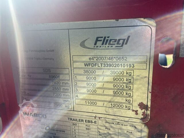 Transporte de contentores Fliegl SDS380 20FT Tank / ADR / BPW Disc
