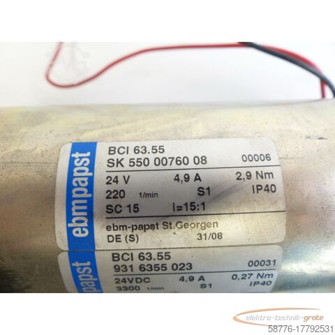 Ebmpapst-motor ebmpapst Ebmpapst BCI 63.55 SK 550 00760  V 00006 + BCI63.55 9316355023 VDC 00031
