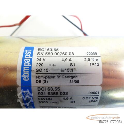 Ebmpapst-motor ebmpapst Ebmpapst BCI 63.55 SK 550 00760 V 00009 + BCI63.55 9316355023 VDC 00001