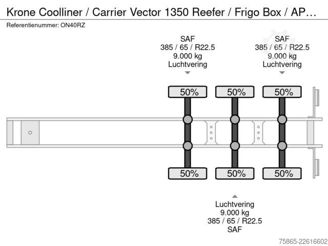 Gekoeld/bevroren transport Krone Coolliner / Carrier Vector 1350 Reefer / Frigo ...