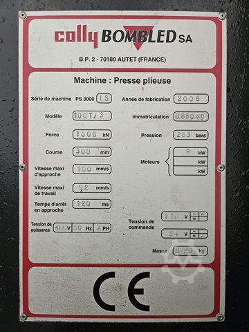 CNC afkantpers met 8 assen, 100 ton, 3060 mm werkbreedte Colly Bombled 100T/3