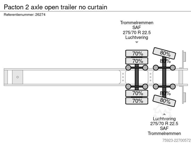 Πλατφόρμα φόρτωσης Pacton 2 axle open trailer no curtain
